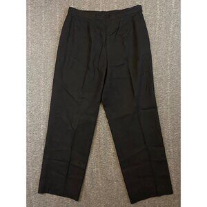 Vtg Kasper Petite Black Linen Blend Straight-Leg Pants Size 10 Petite Lined 10P